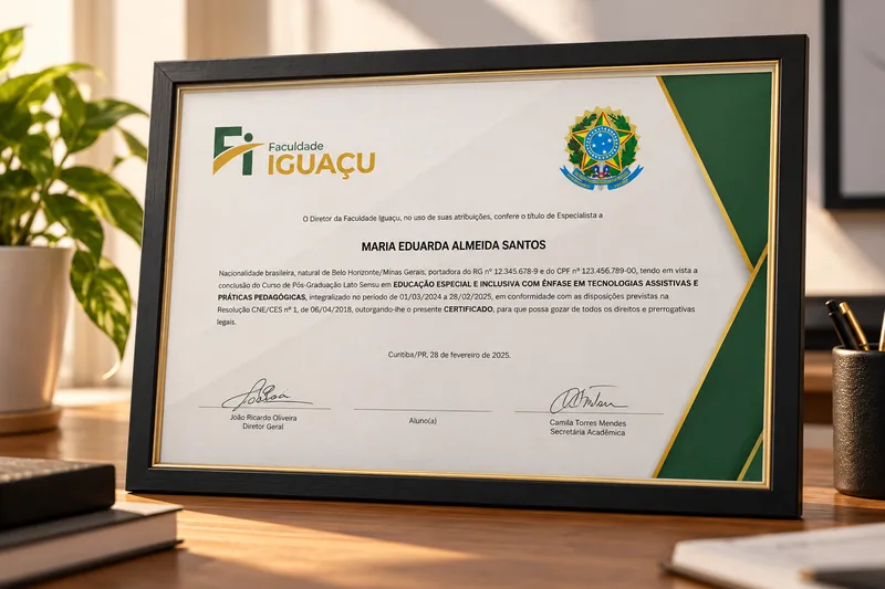 Exemplo de certificado de pós-graduação